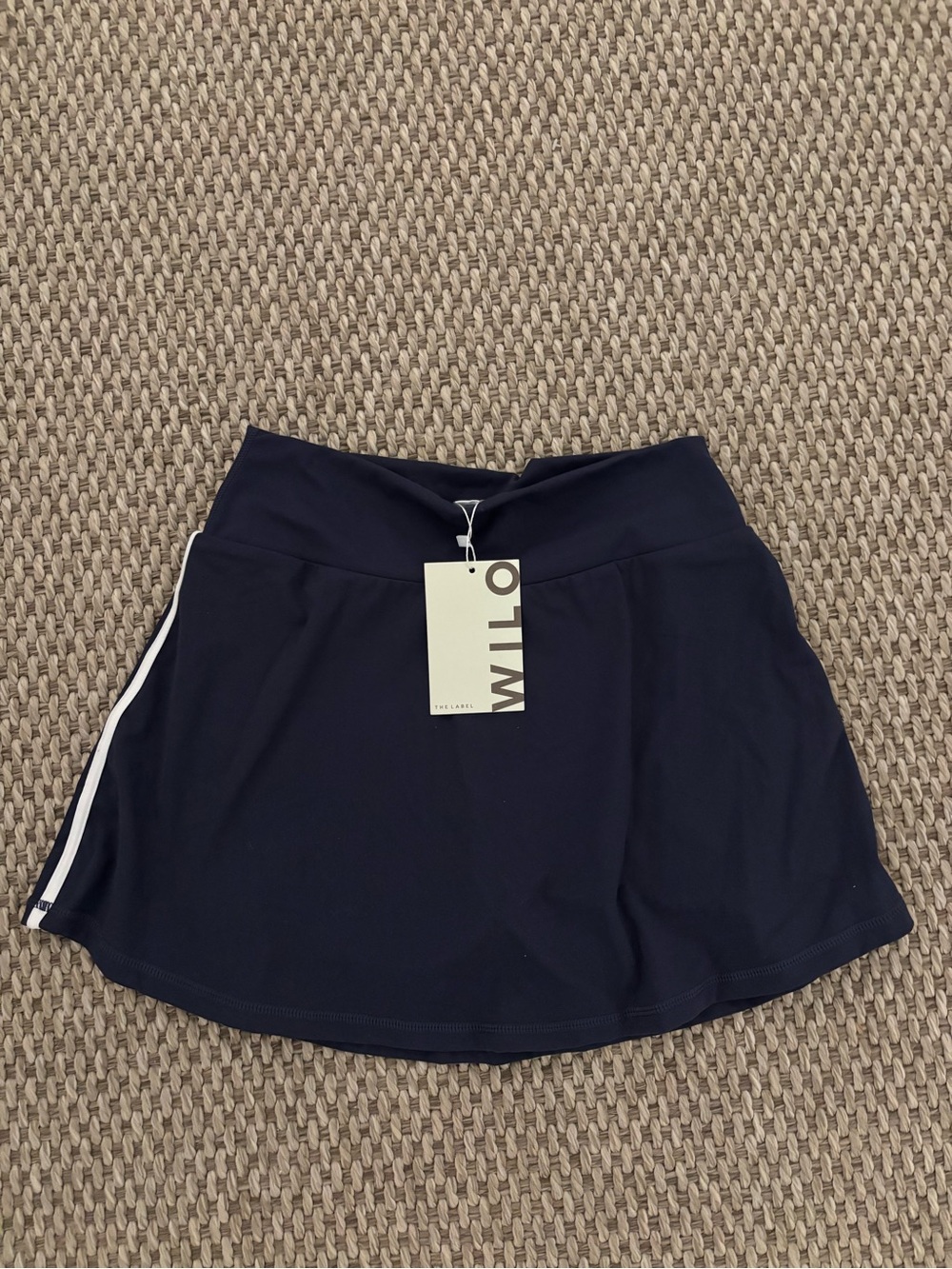 Willo Navy Athletic Mini Skirt with Side Stripe